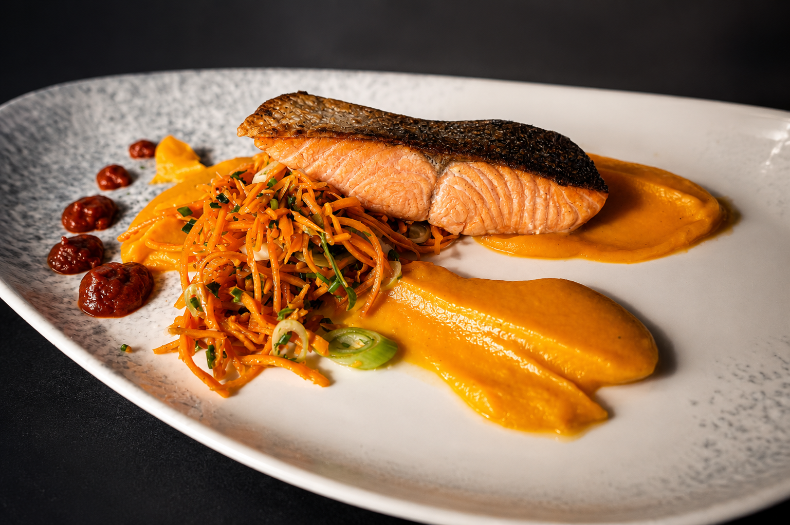 Pavé de saumon, cuisine de saison
