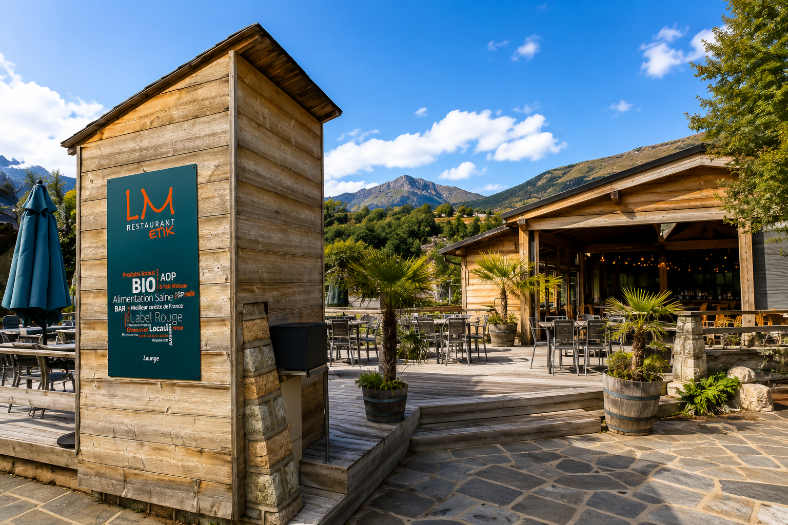 Terrasse face aux montagnes