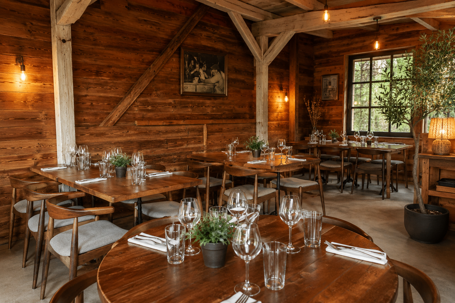 Salle chaleureuse style chalet